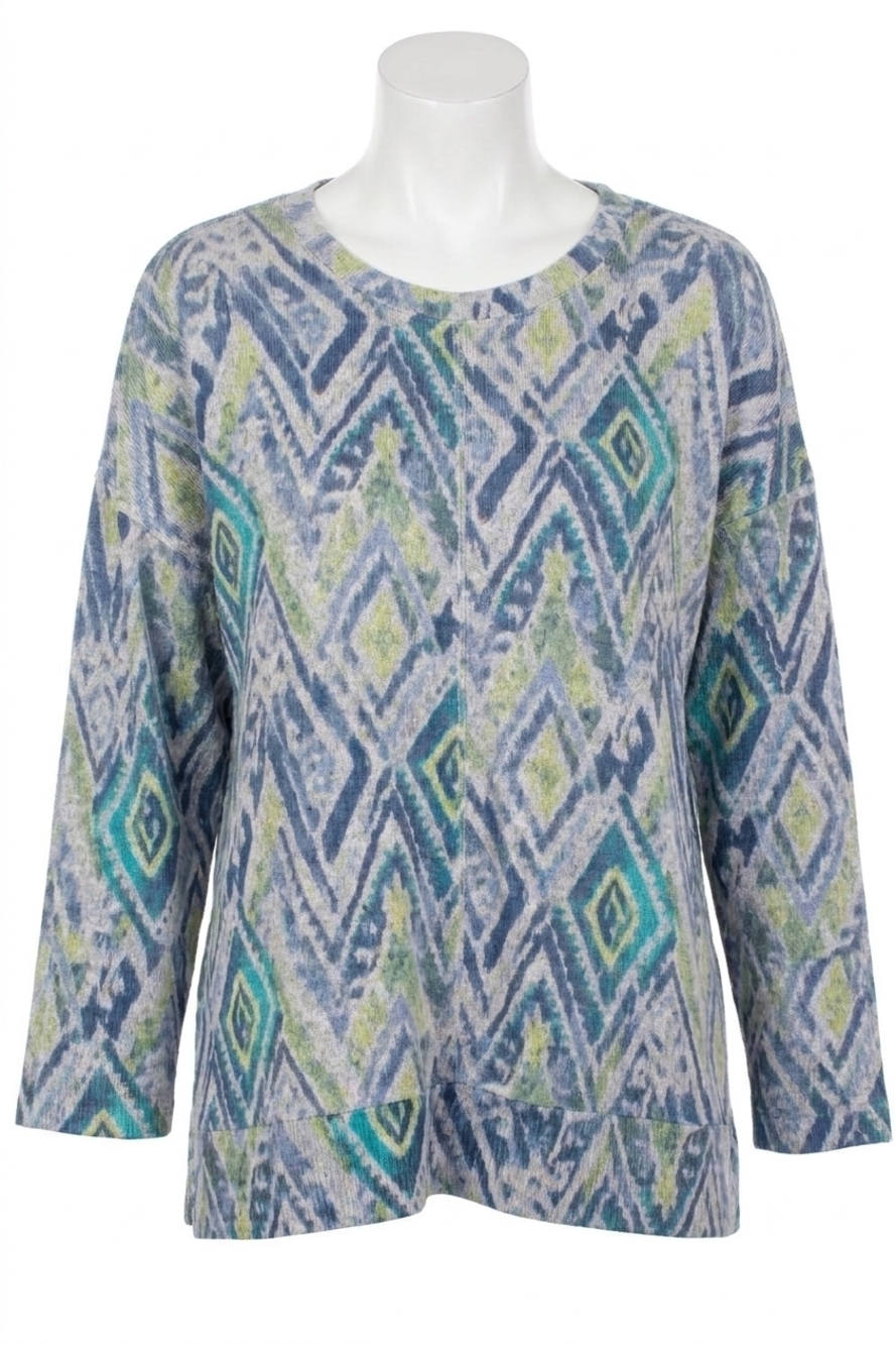 NEW HABITAT soft fleece boxy crew top in cornflower